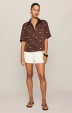 Mari Satin Dot Button Up