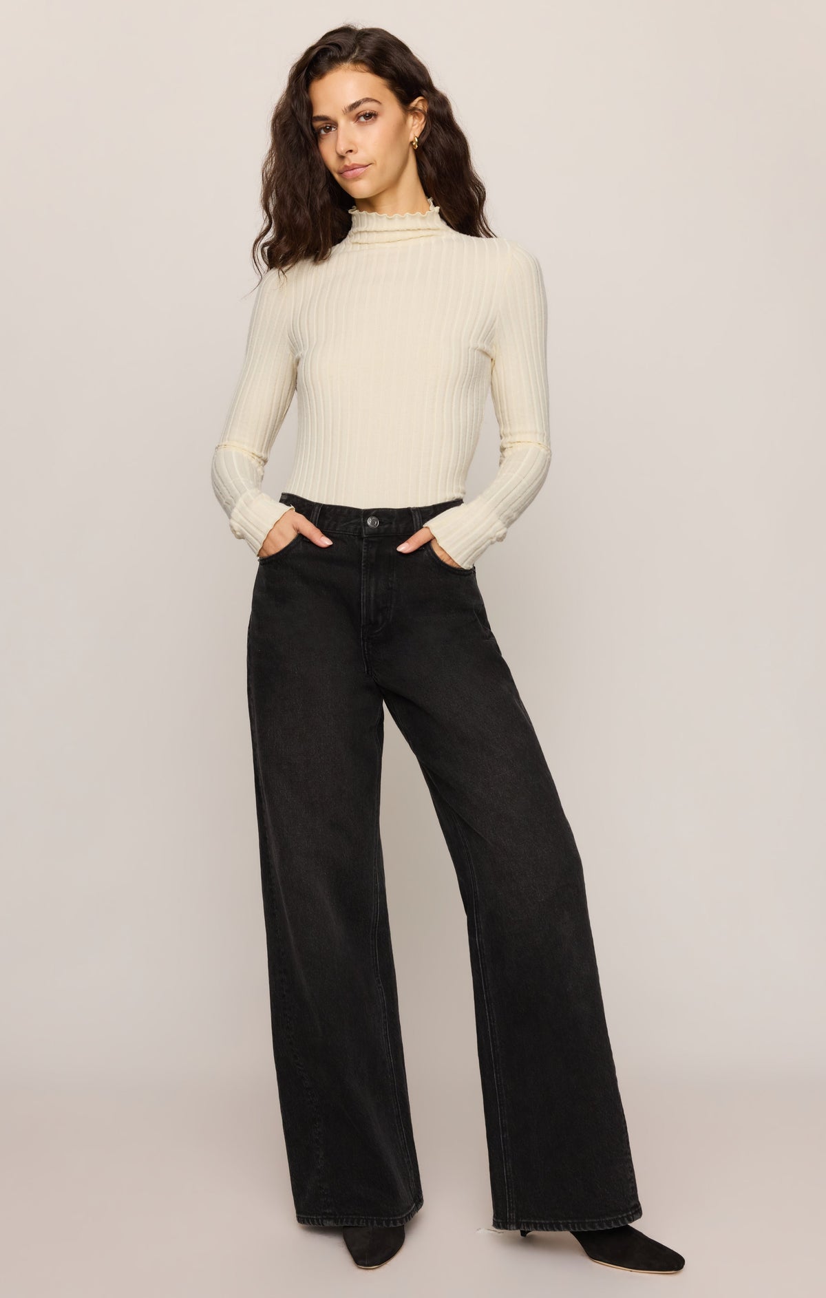 Hattie Silky Rib Mock Neck Top